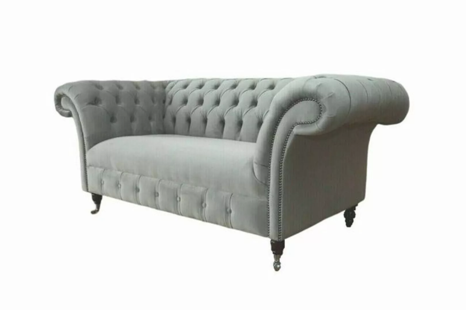 JVmoebel Chesterfield-Sofa DOPPELSOFA CHESTERFIELD GRAU SAMT HANDGEFERTIGTE günstig online kaufen