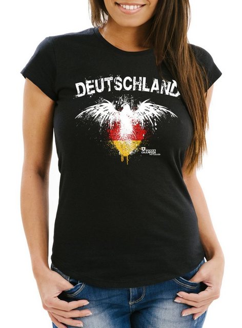 MoonWorks Print-Shirt Damen T-Shirt Fanshirt Deutschland Adler Fußball EM W günstig online kaufen