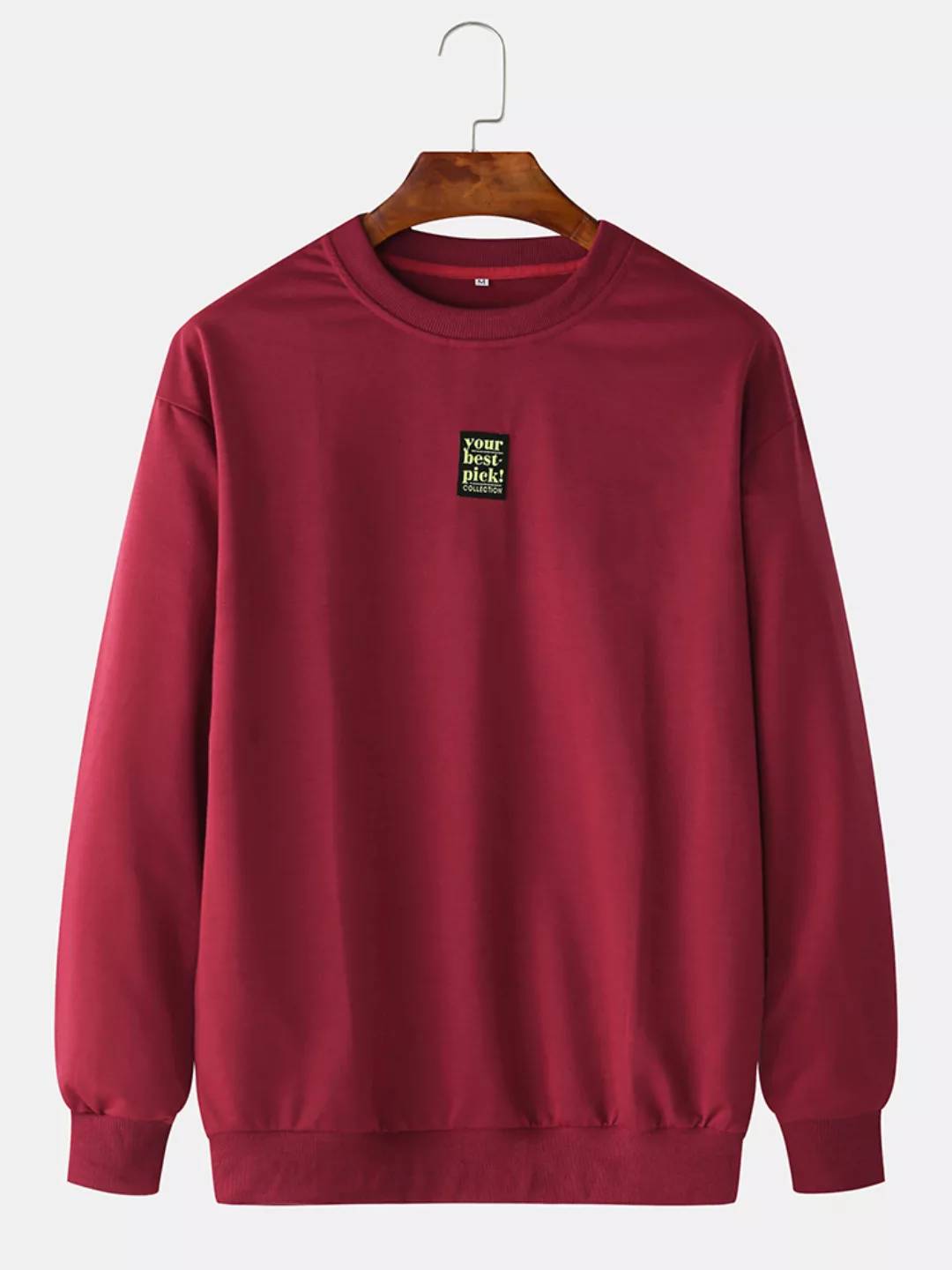 Herren Plain Solid Color Little Tag O-Ausschnitt Sweatshirts günstig online kaufen