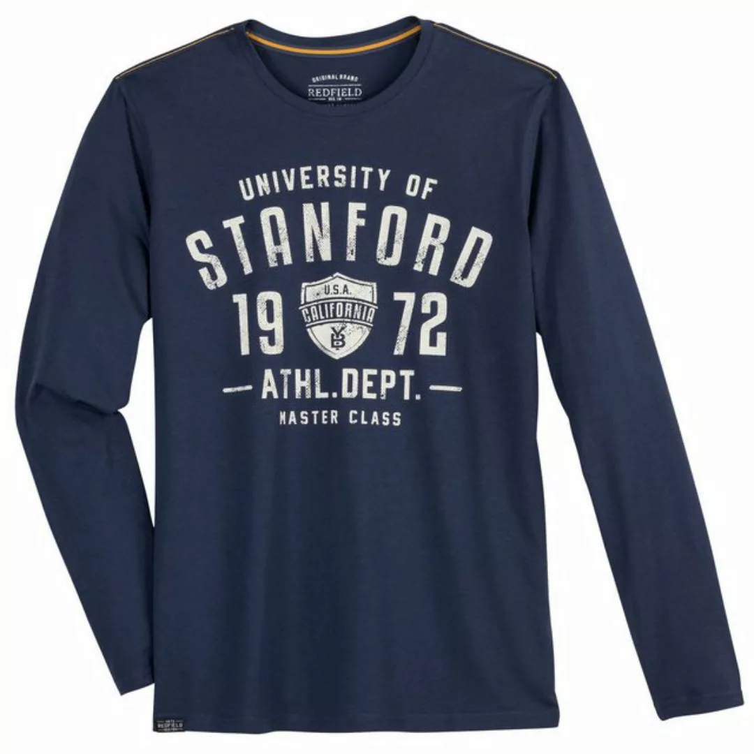 redfield Rundhalsshirt Redfield Übergrößen Langarmshirt denimblau STANFORD günstig online kaufen