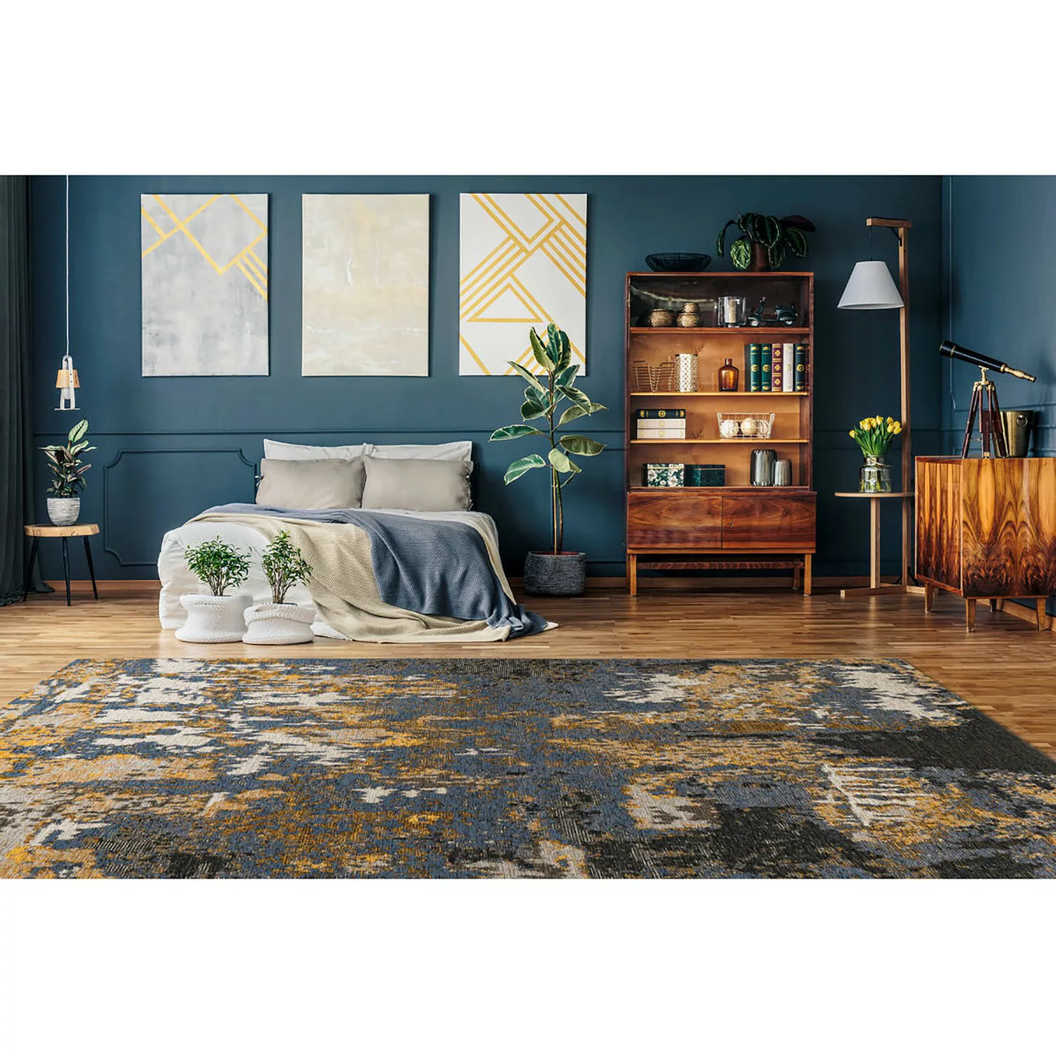 Padiro Kurzflorteppich Primavera 525 Multi Blau 120cm X 180cm günstig online kaufen