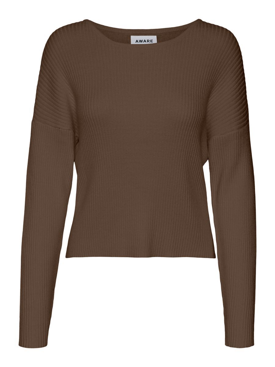 VERO MODA Gestrickter Langarm Rundhals Bluse Damen Braun günstig online kaufen