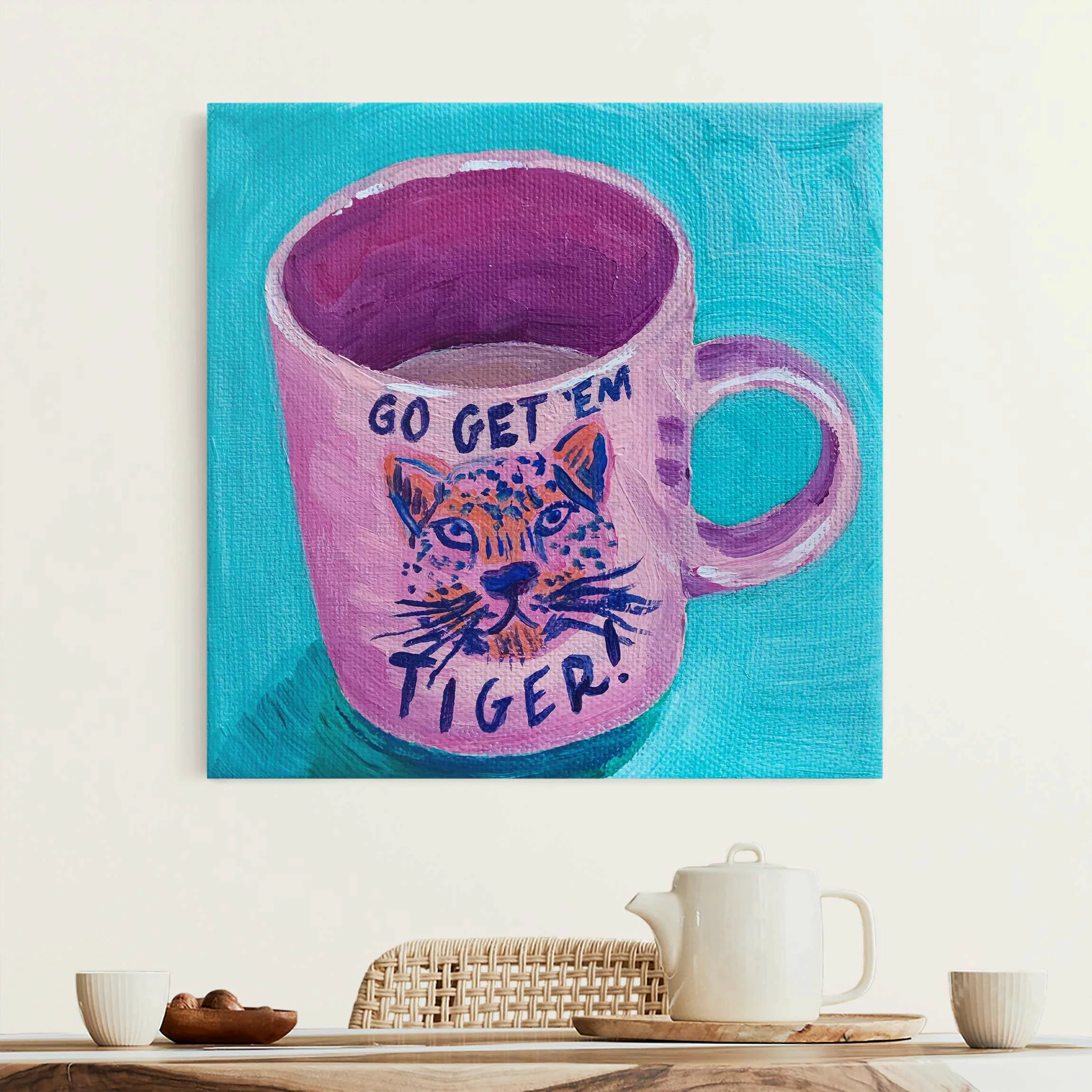 Leinwandbild Lieblingstasse mit Tiger günstig online kaufen