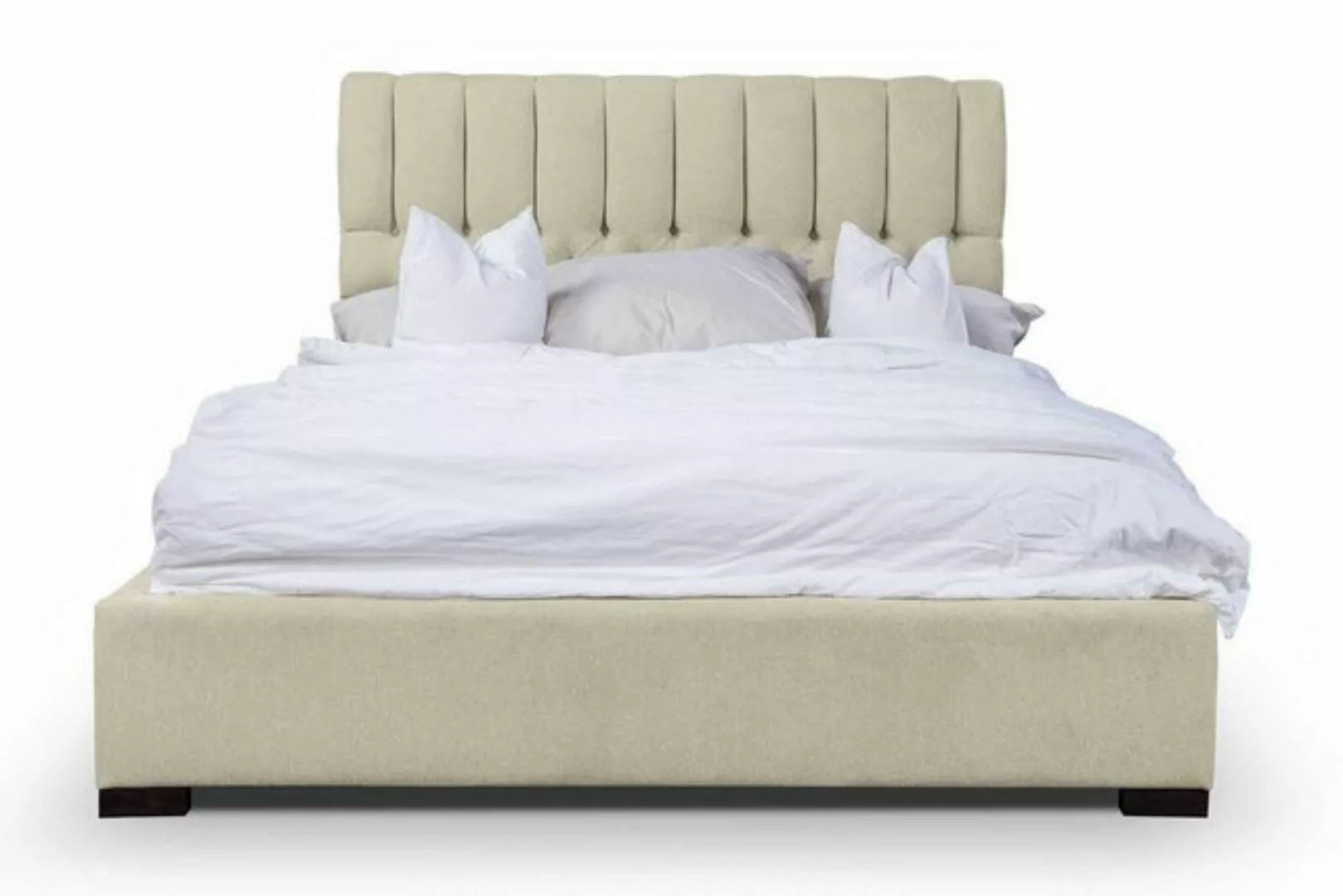 JVmoebel Bett Bett Beige Doppelbett Holz Modern Betten Luxus Stoff Bett Sch günstig online kaufen