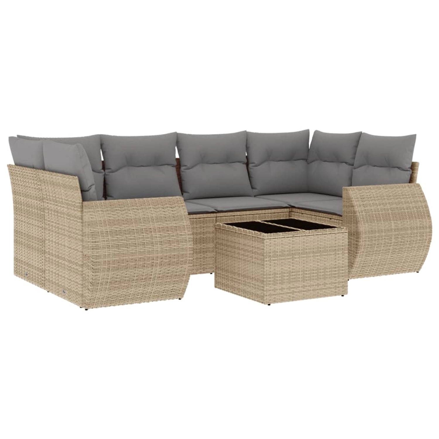 vidaXL 7-Tlg Garten-Sofagarnitur mit Kissen Beige Poly Rattan 3253456 günstig online kaufen