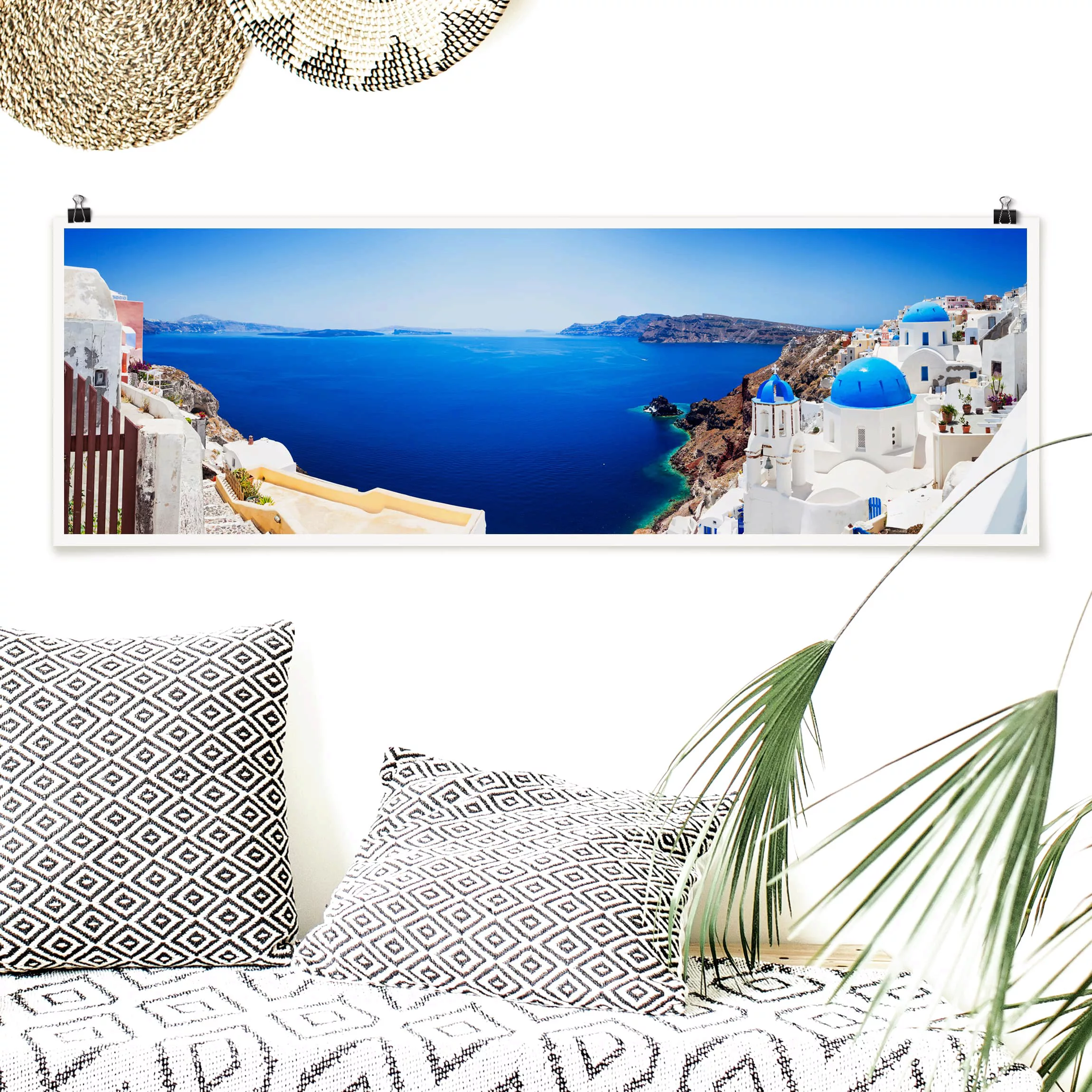 Panorama Poster Architektur & Skyline View Over Santorini günstig online kaufen