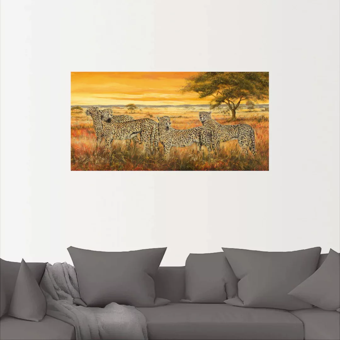 Artland Wandbild »4 Geparden«, Wildtiere, (1 St.), als Leinwandbild, Wandau günstig online kaufen