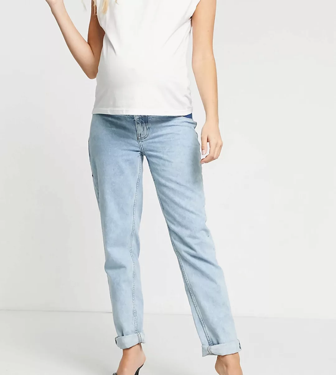 ASOS DESIGN Maternity – Original – Mom-Jeans mit hohem, elastischem Seitenb günstig online kaufen