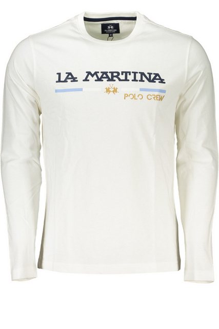 La Martina T-Shirt Weißes Herren Langarmshirt mit Rundhals und günstig online kaufen