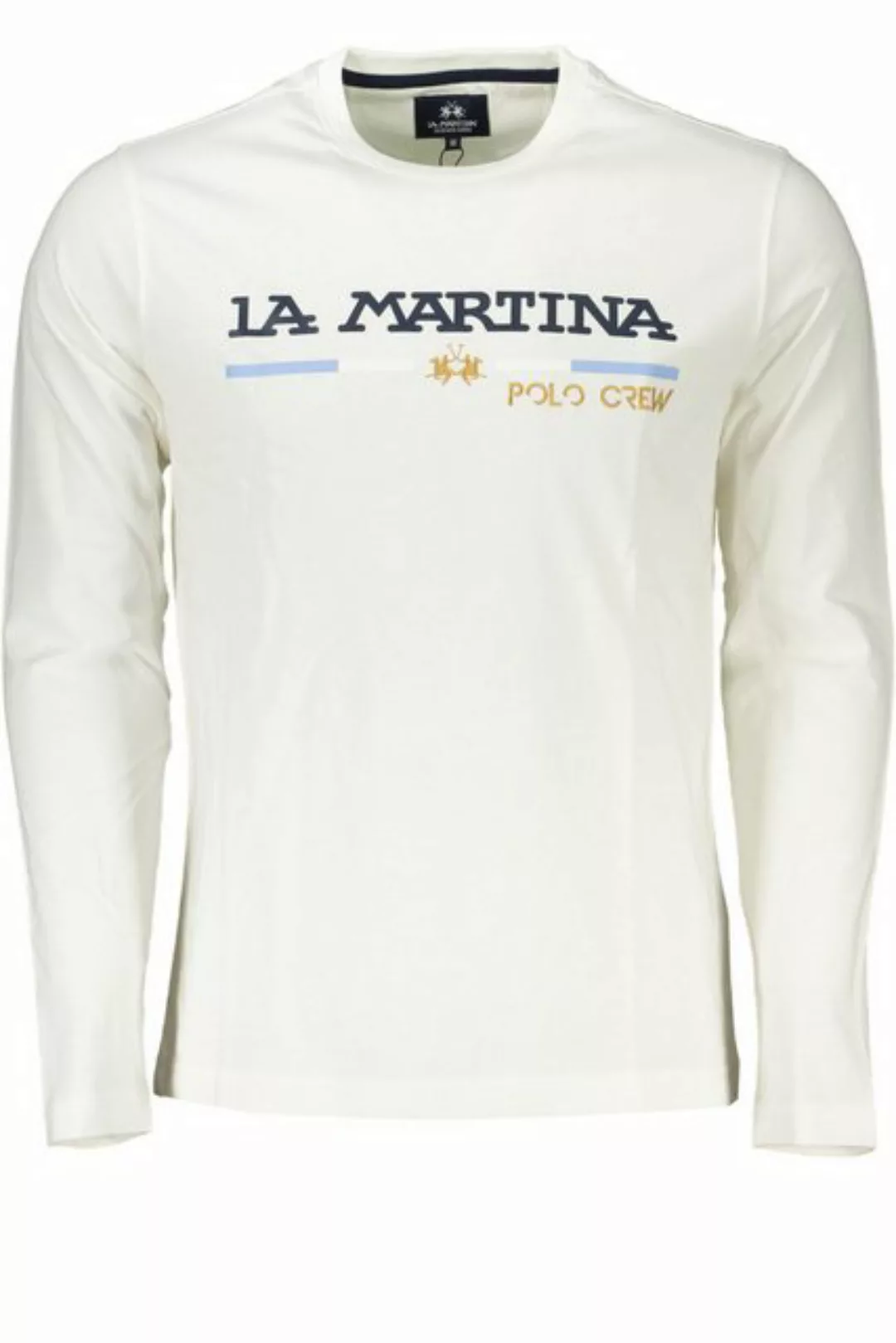 La Martina T-Shirt Weißes Herren Langarmshirt mit Rundhals und günstig online kaufen