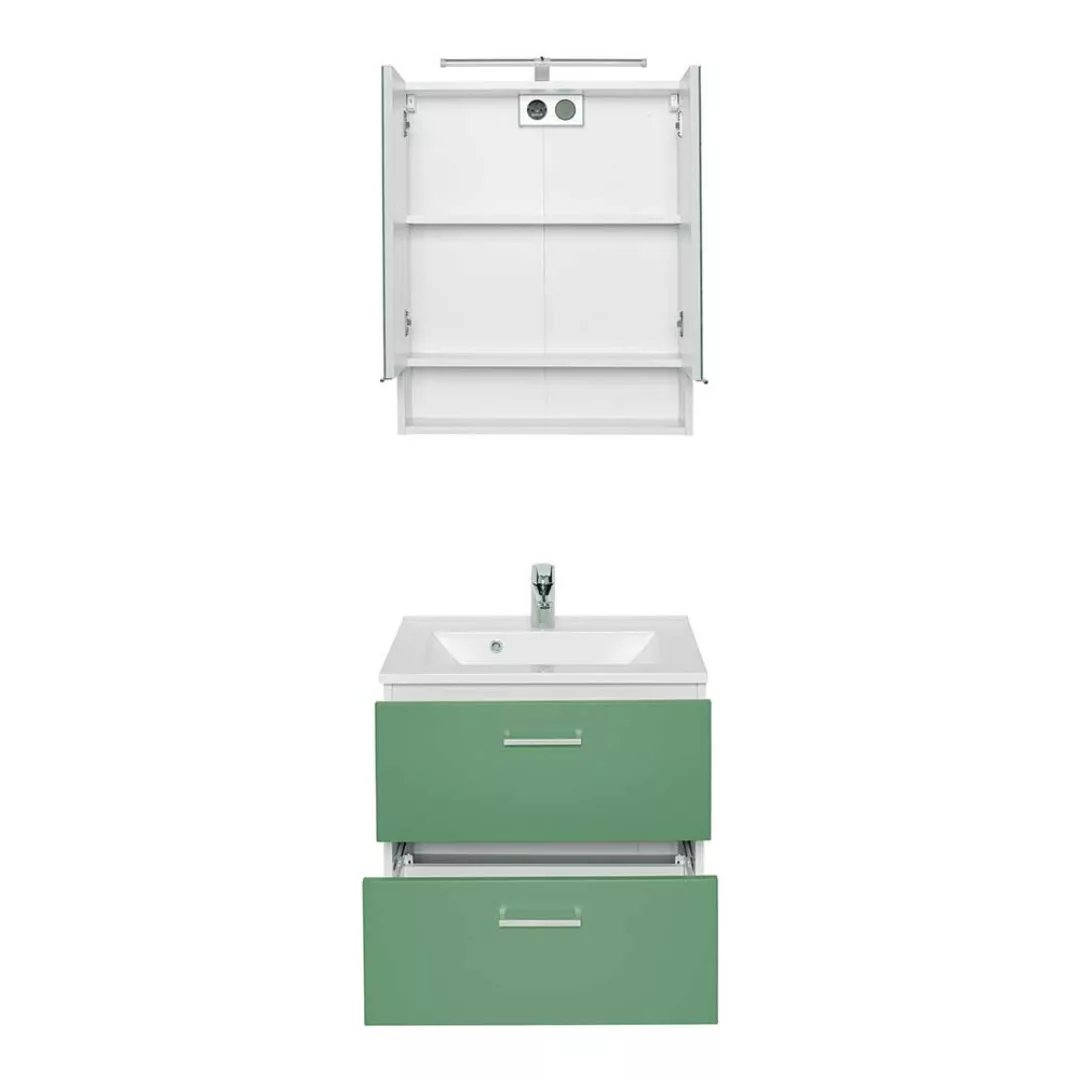Waschplatz Set in Weiß und Grün LED Beleuchtung (zweiteilig) günstig online kaufen