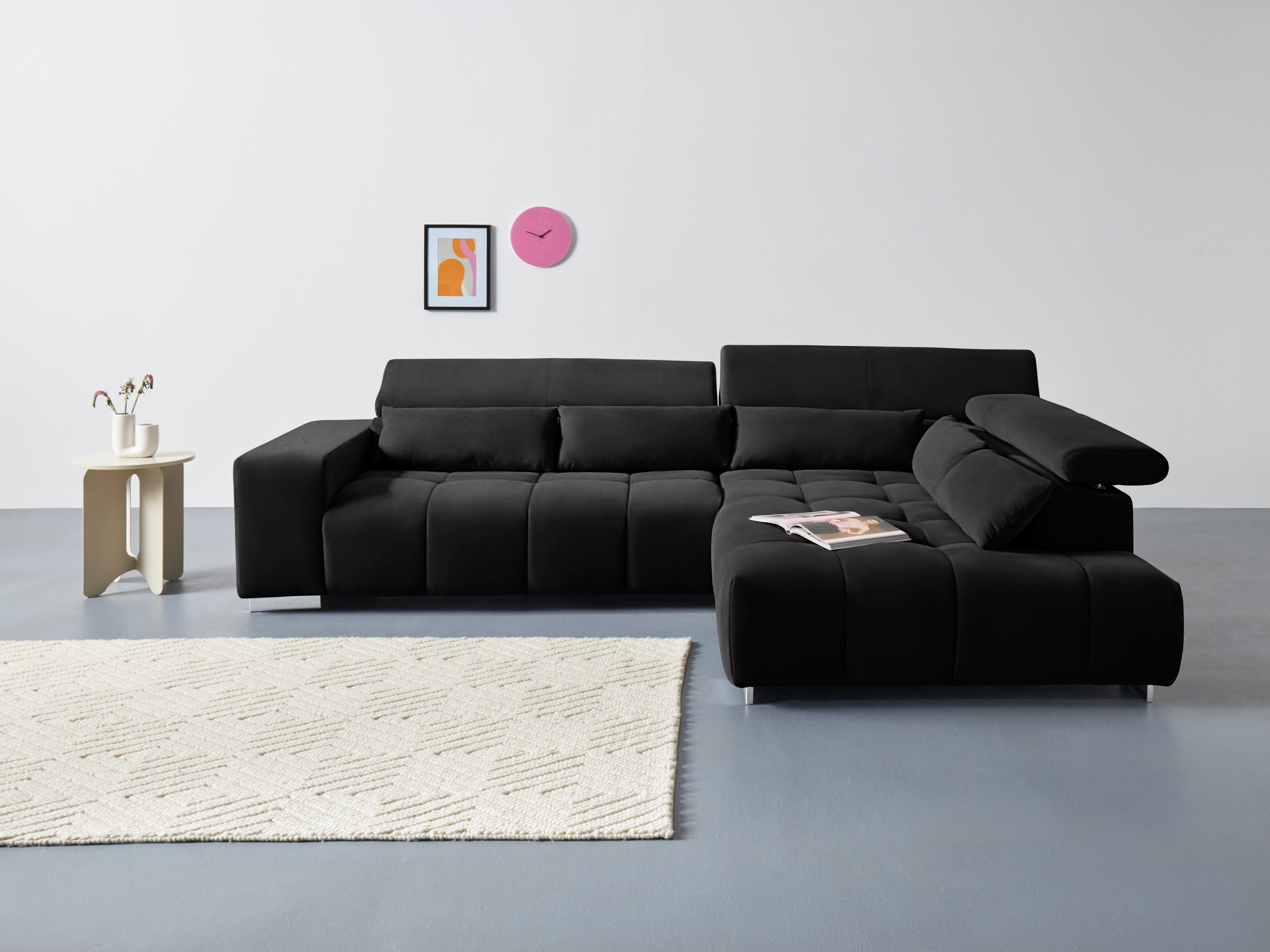 COTTA Ecksofa "Orion L-Form", mit Kopfteilverstellung & 5 Nierenkissen günstig online kaufen