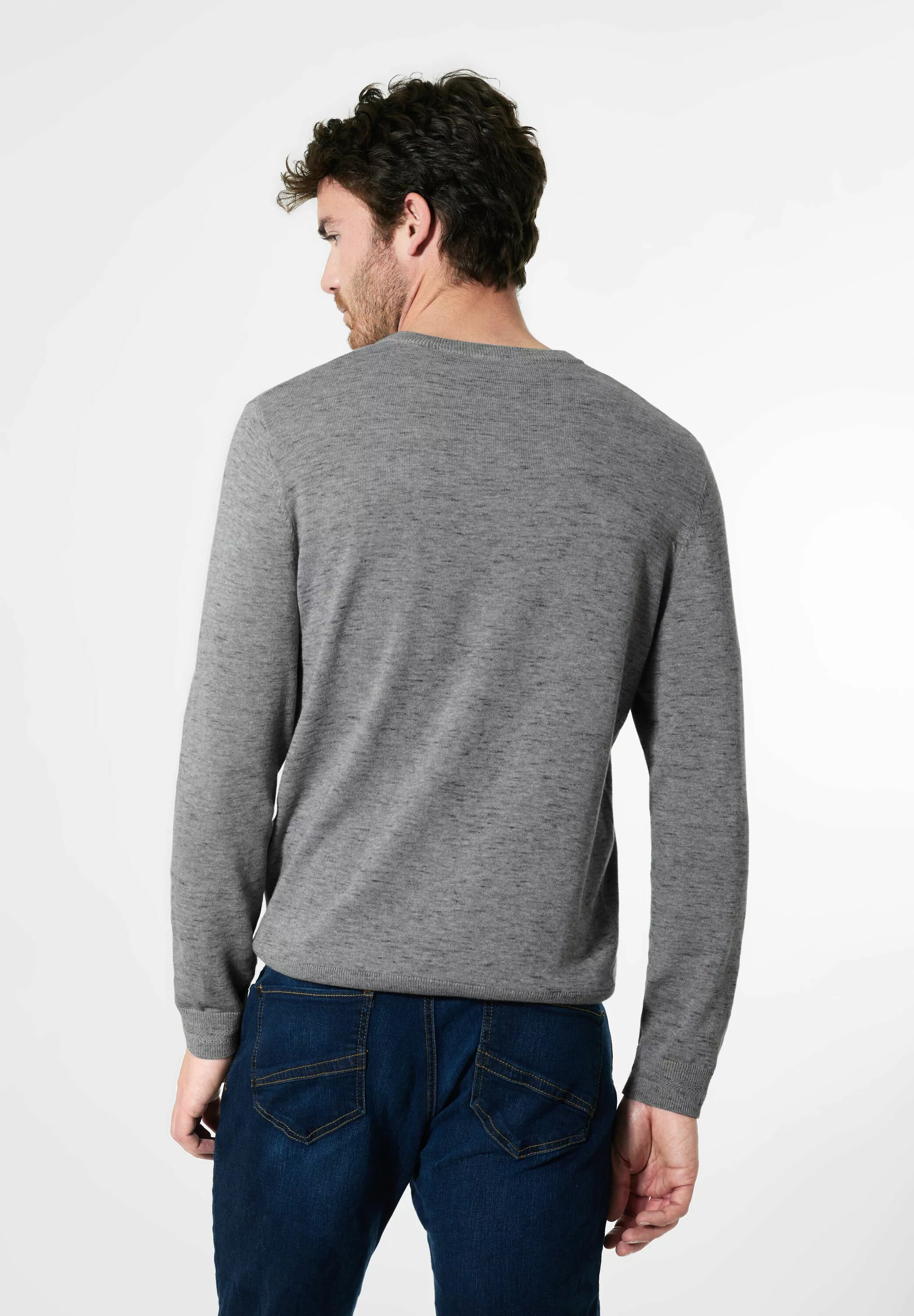 STREET ONE MEN V-Ausschnitt-Pullover, in Melange Optik günstig online kaufen