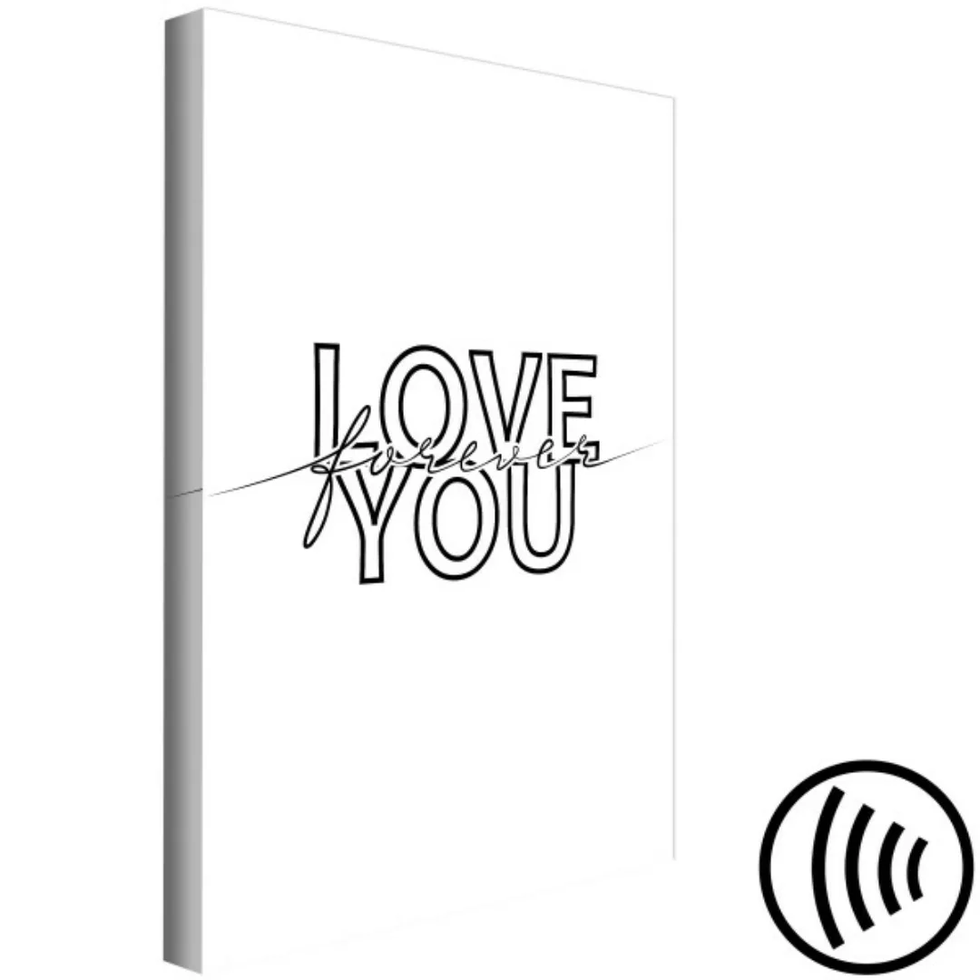 Wandbild Love you forever in Schwarz - Text-Komposition auf weißem Hintergr günstig online kaufen