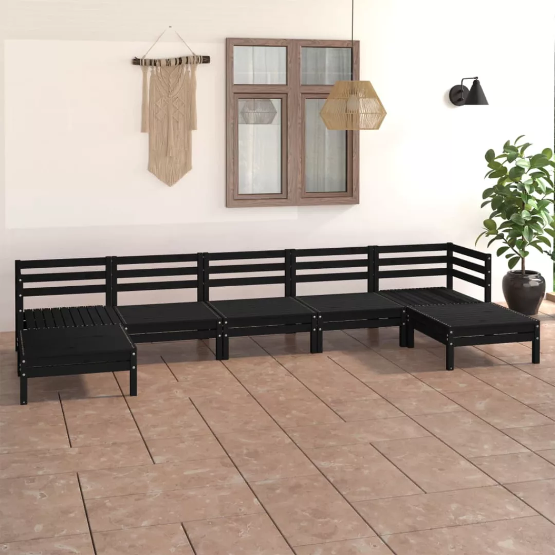 7-tlg. Garten-lounge-set Schwarz Massivholz Kiefer günstig online kaufen