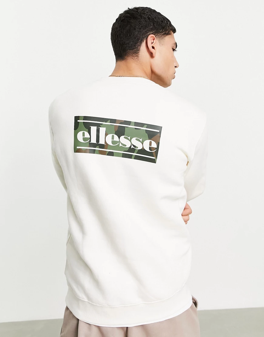 ellesse – Sweatshirt in Ecru mit Logoprint am Rücken-Neutral günstig online kaufen