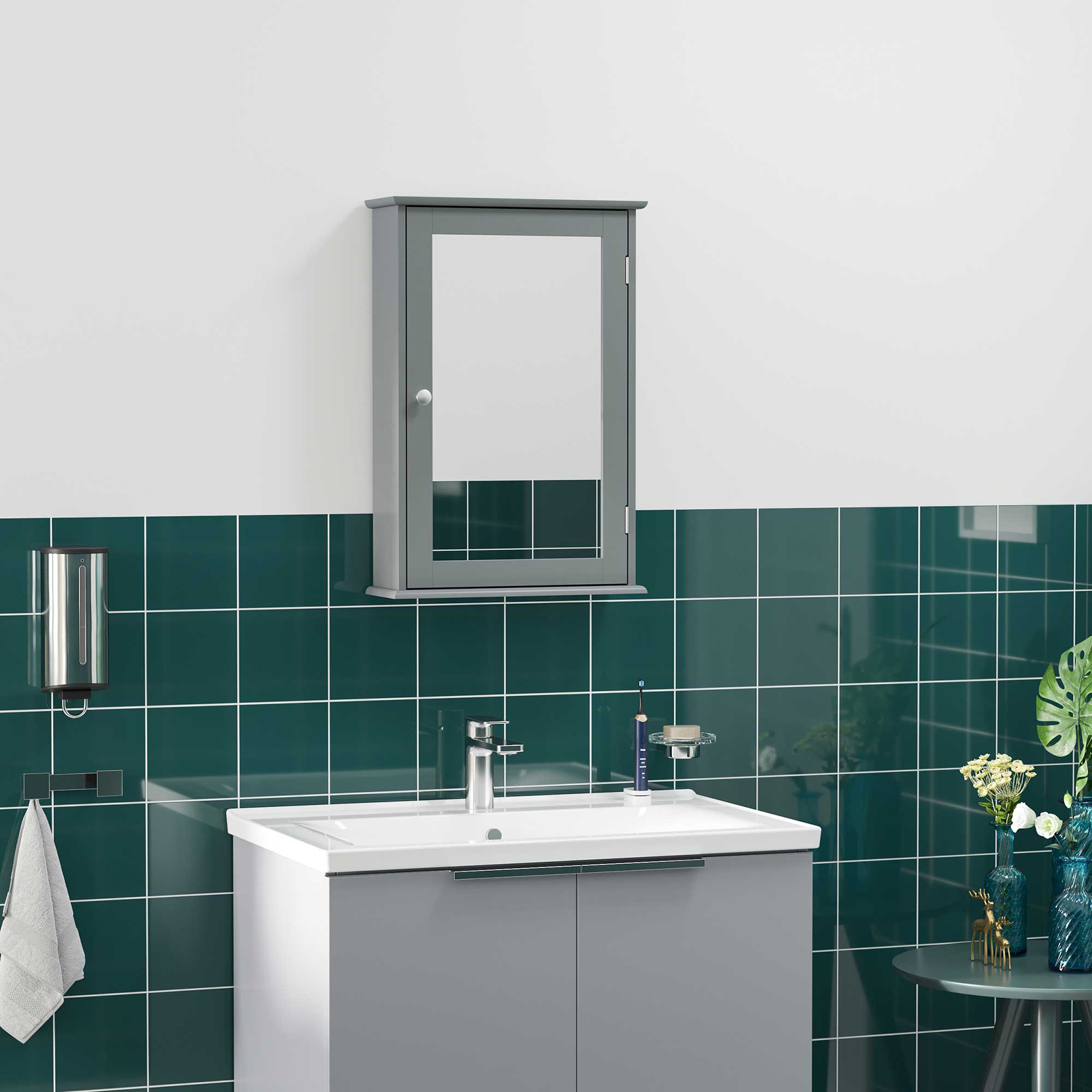 kleankin Wandschrank für Badezimmer mit Spiegel - Spiegelschrank - Toilette günstig online kaufen
