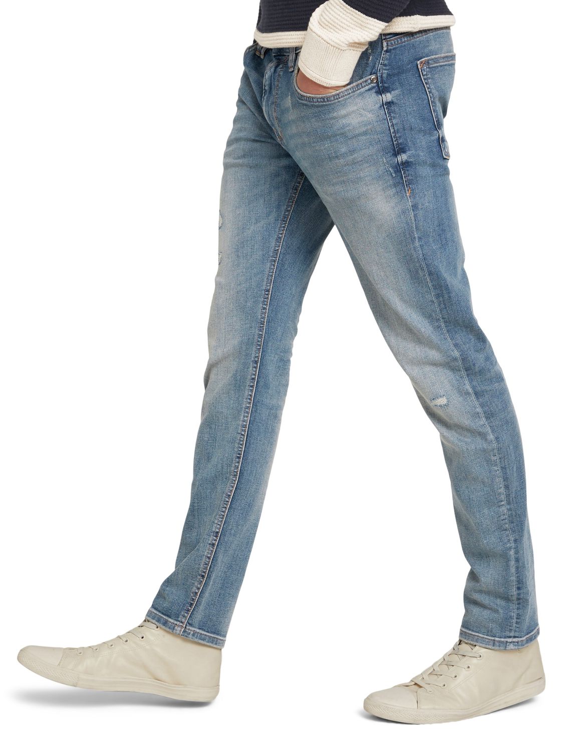 Tom Tailor Denim Herren Jeans Piers - Slim Fit - Blau - Used Light Stone Bl günstig online kaufen