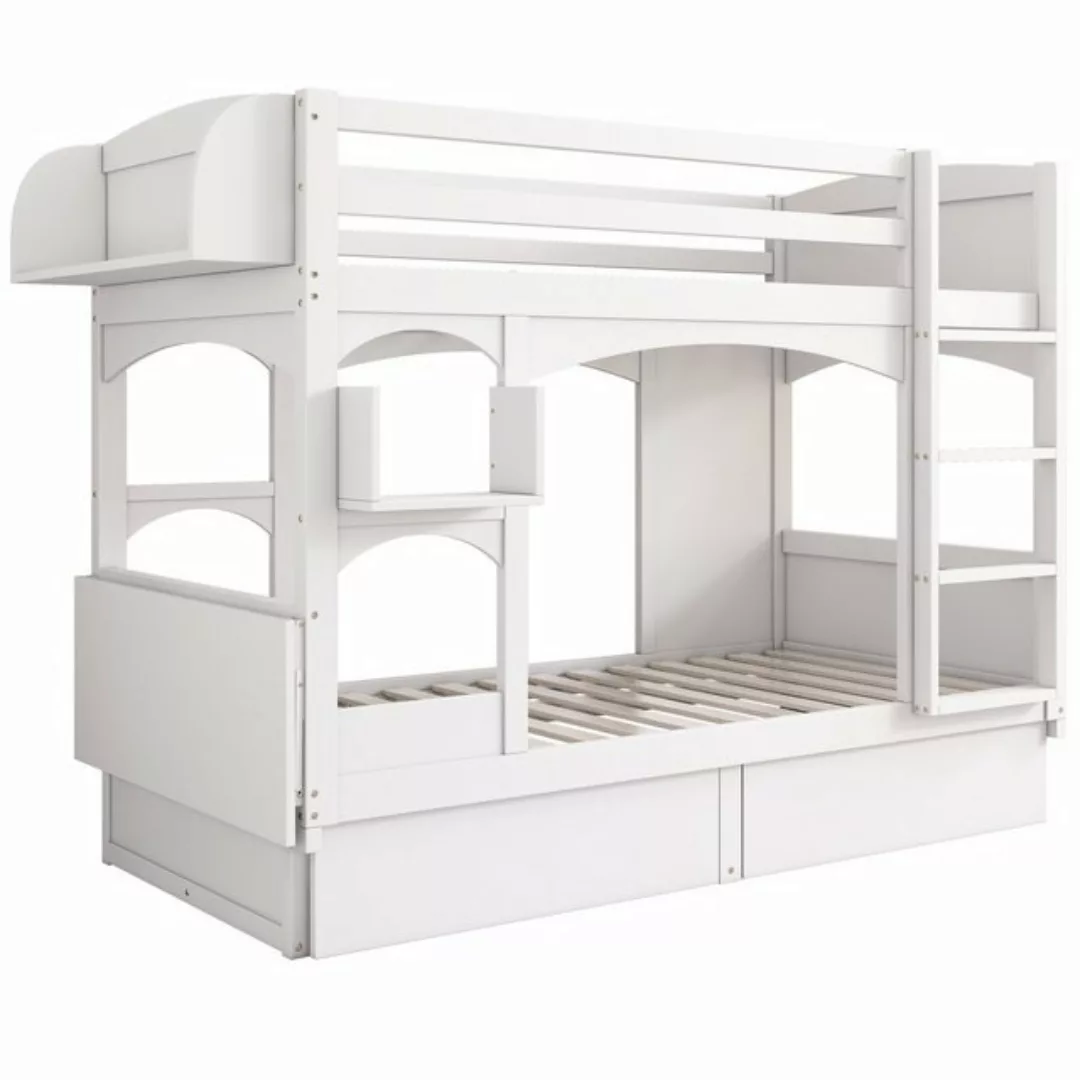 EXTSUD Etagenbett multifunktionales Kinderbett, mit klappbarem Schreibtisch günstig online kaufen