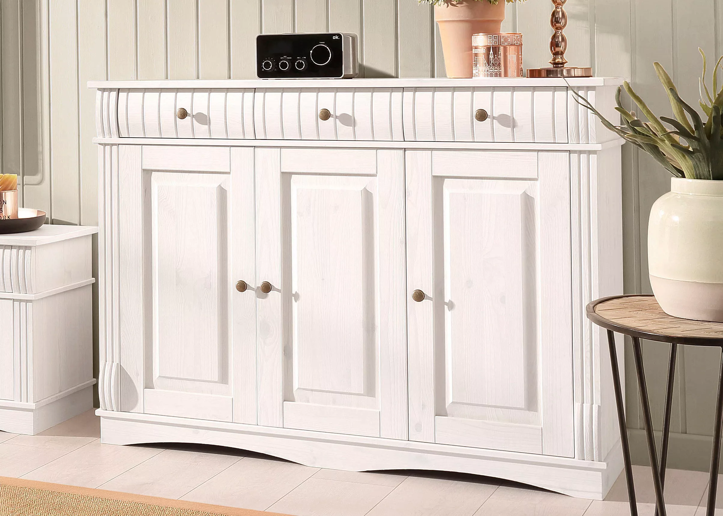 Home affaire Sideboard "Teresa", Kommode, 3-türig, Breite 119 cm, aus massi günstig online kaufen