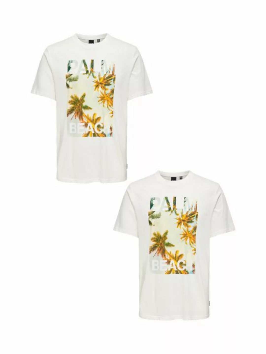 ONLY & SONS T-Shirt T-Shirt 2er-Set Rundhals Kurzarm (1-tlg) 7640 in Weiß-G günstig online kaufen