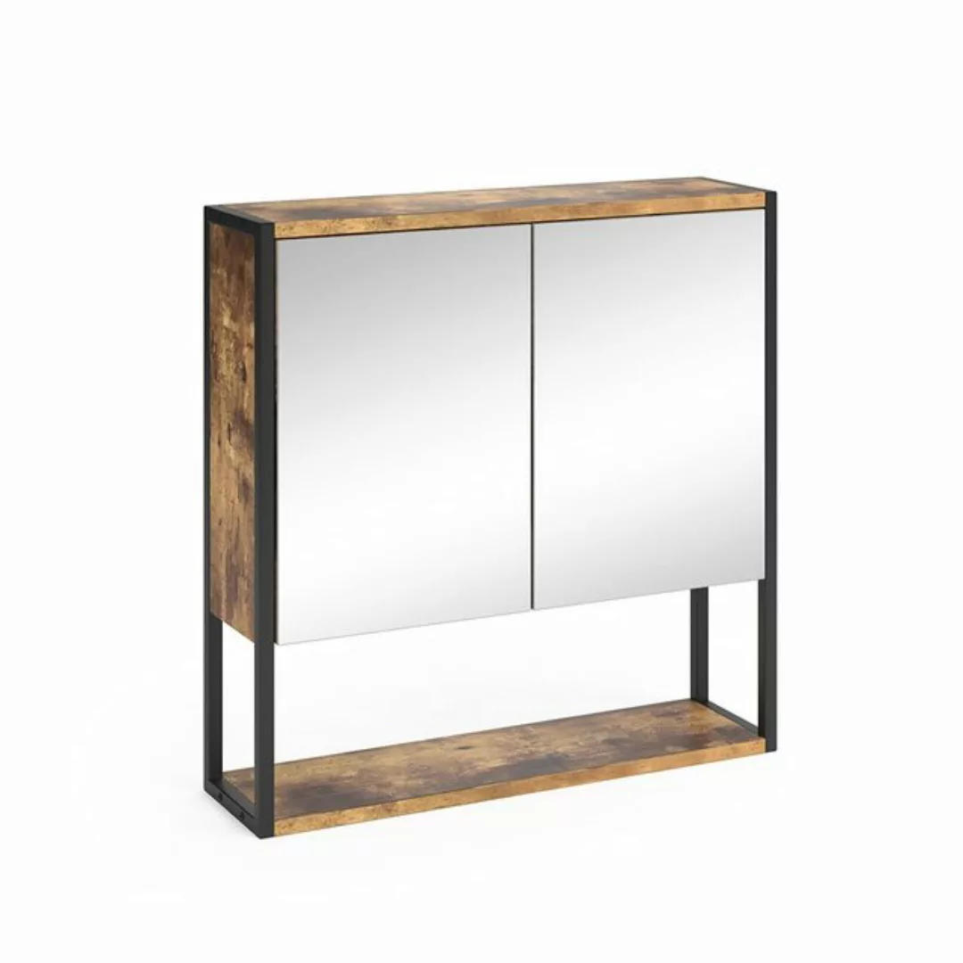 Vicco Badezimmerspiegelschrank Fyrk, Eiche rustikal/Schwarz, 60 x 60 cm günstig online kaufen