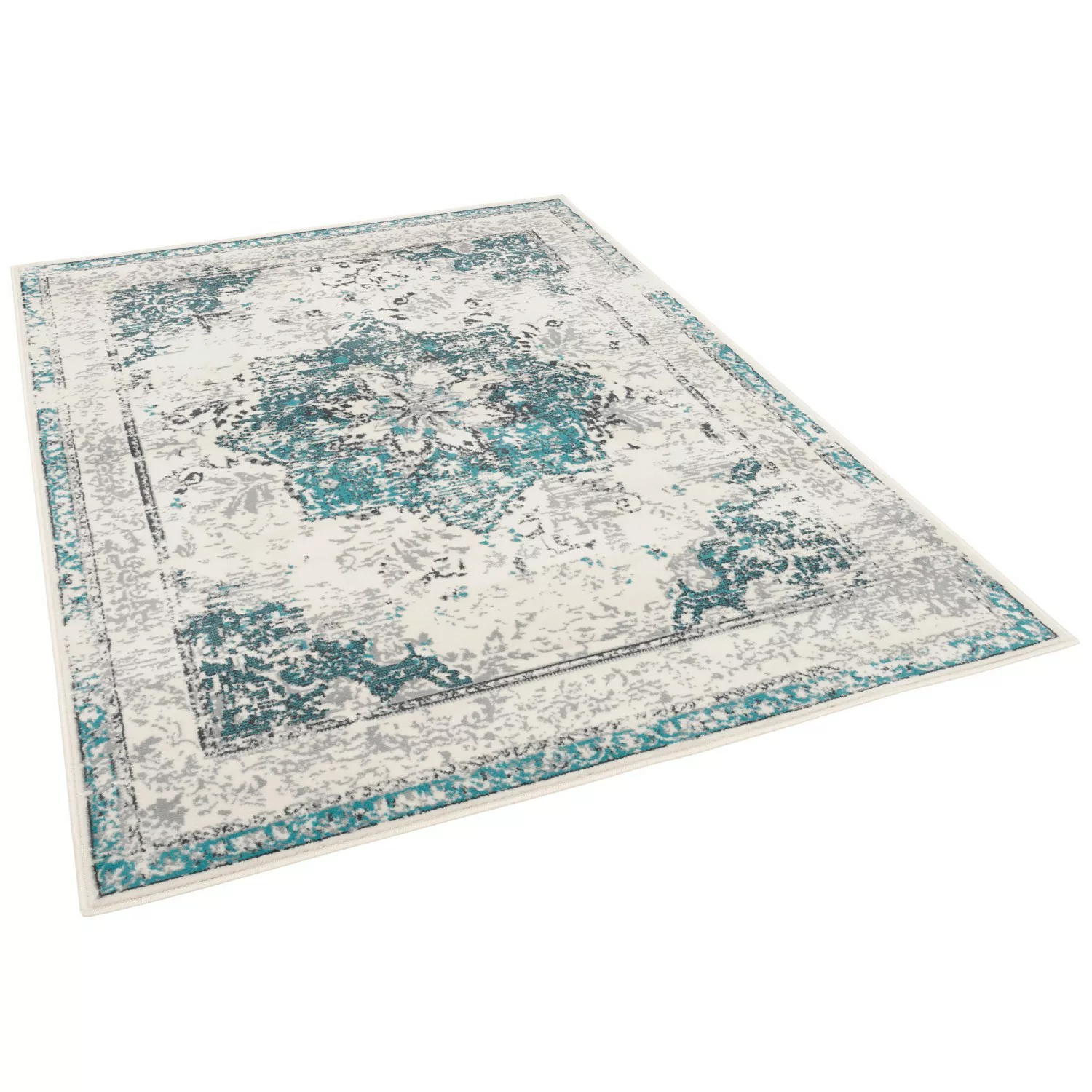 Pergamon Designer Teppich Pop-Vintage Blau Creme 80x150cm günstig online kaufen