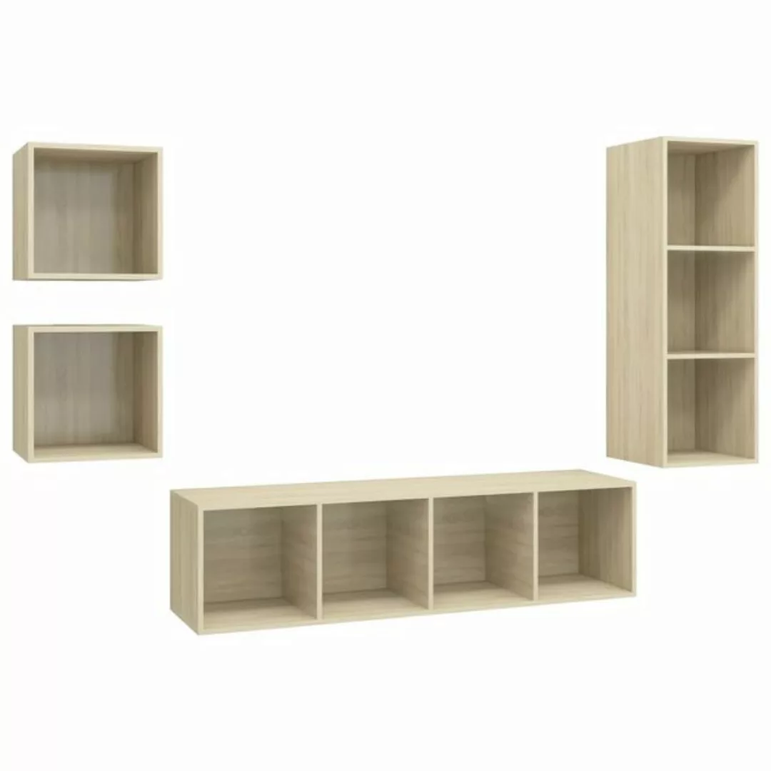 vidaXL TV-Schrank 4-tlg TV-Schrank-Set Sonoma Eiche Spanplatte günstig online kaufen