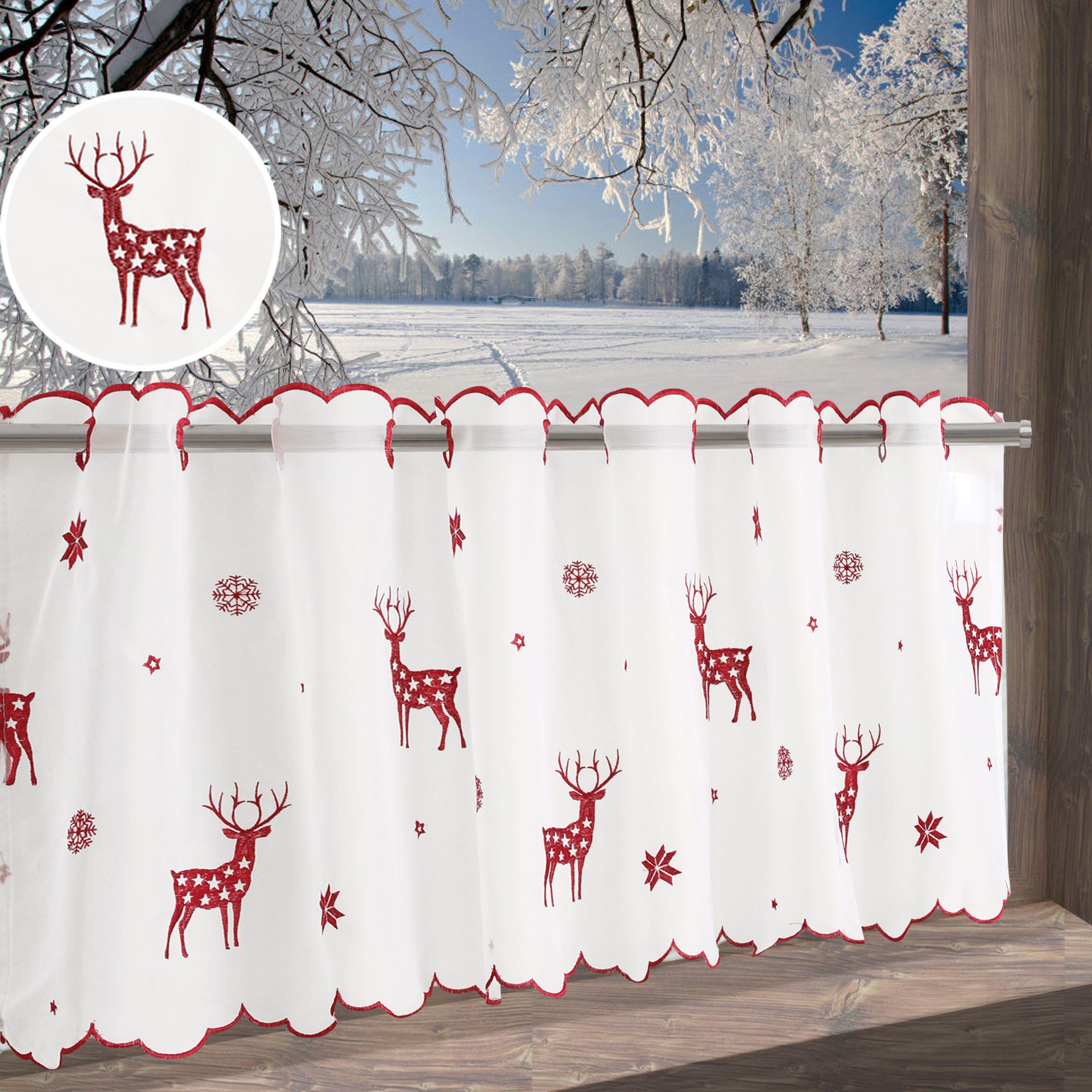 my home Scheibengardine Elch, Durchzuglöcher (1 günstig online kaufen
