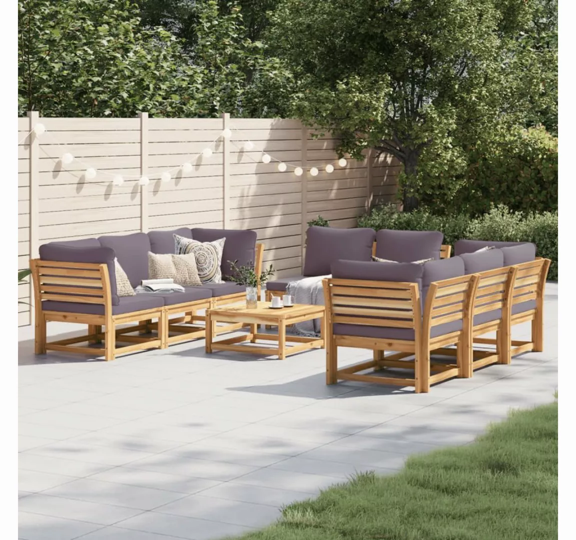 vidaXL Loungesofa 9-tlg. Garten-Lounge-Set mit Kissen Massivholz Akazie, 1 günstig online kaufen