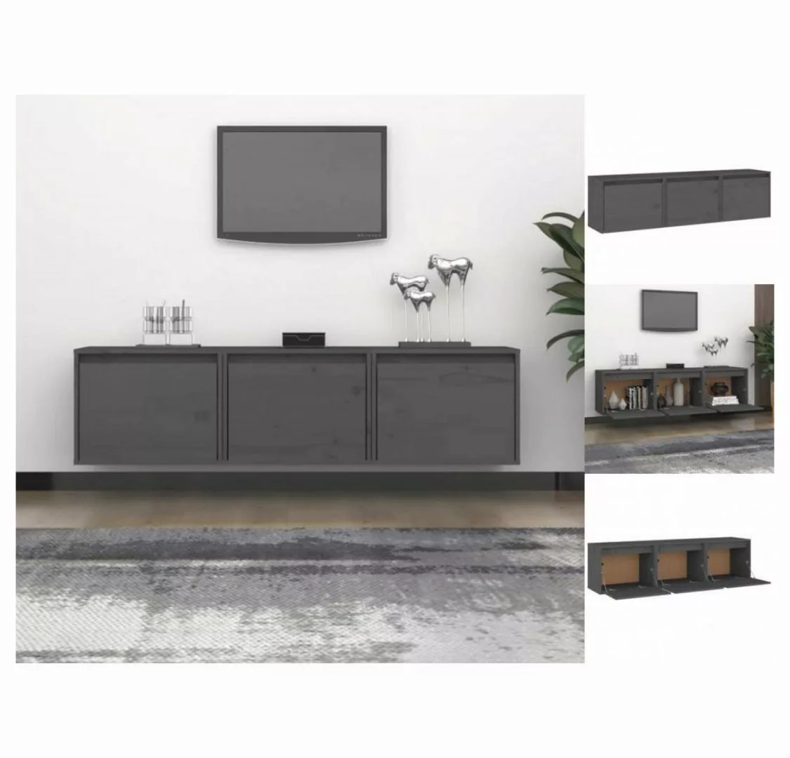 vidaXL TV-Schrank TV-Schränke 3 Stk Grau Massivholz Kiefer Lowboard Lowboar günstig online kaufen