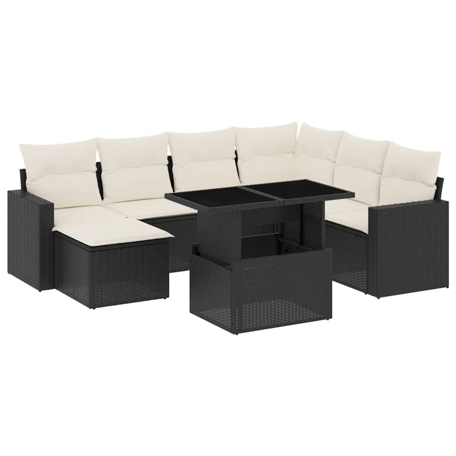 vidaXL 8-Tlg Garten-Sofagarnitur mit Kissen Schwarz Poly Rattan 3267436 günstig online kaufen