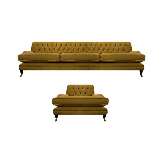 JVmoebel Chesterfield-Sofa Sofa Dreisitze Gelb Sessel Einrichtung Couch Woh günstig online kaufen