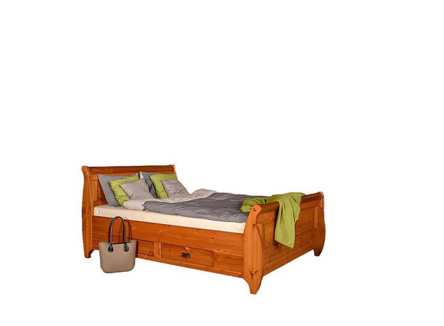 Xlmoebel Bett Neues Doppelbett aus braunem Holz für ein Bauern-Schlafzimmer günstig online kaufen