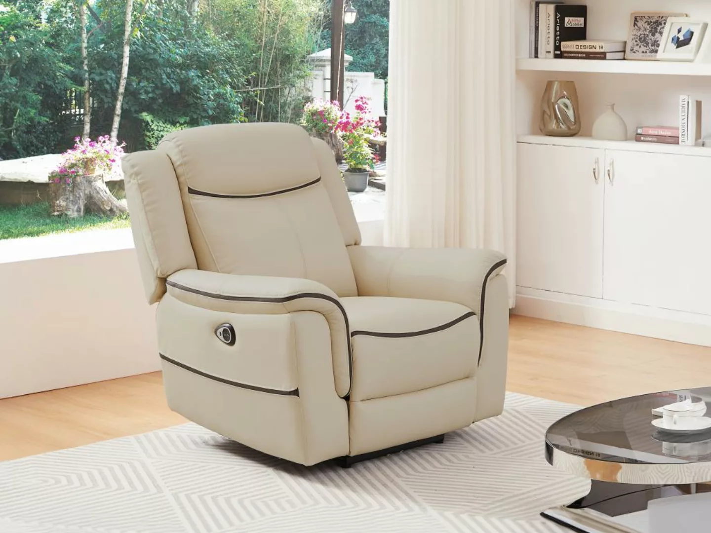 Relaxsessel elektrisch - Leder - Beige - ADELIO günstig online kaufen