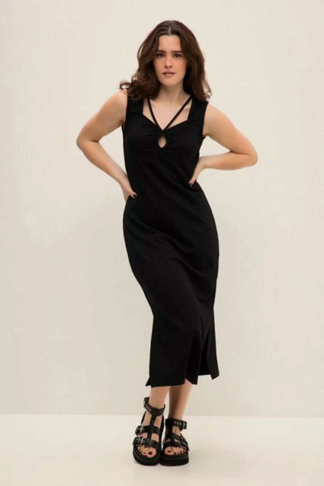 Studio Untold Sommerkleid Maxikleid Straight Fit Rippjersey Cut-Out ärmello günstig online kaufen