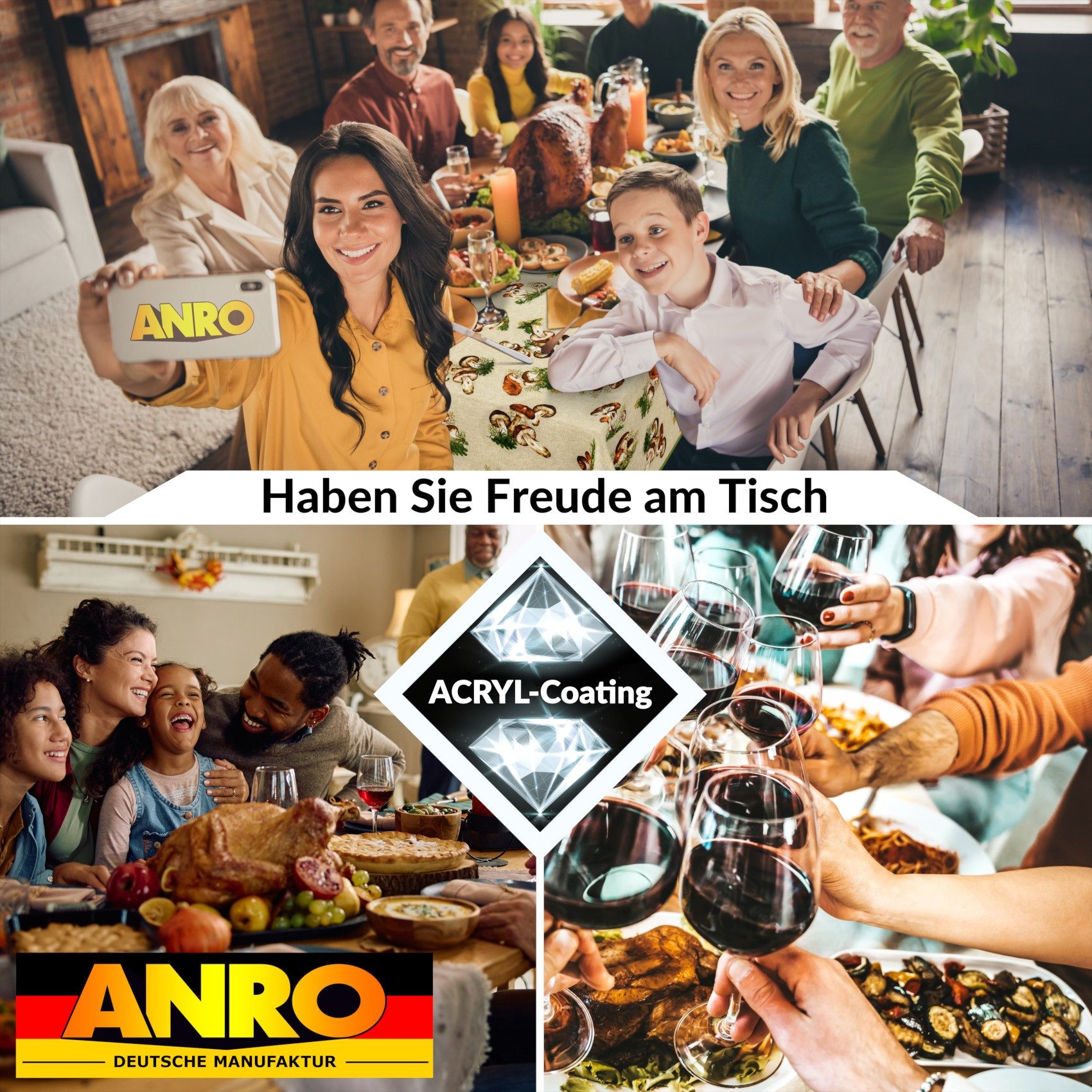 ANRO Tischdecke Stoff Digitalprint Tischtuch EasyClean günstig online kaufen
