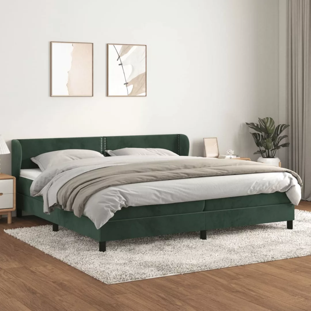 Vidaxl Boxspringbett Mit Matratze Dunkelgrün 200x200 Cm Samt günstig online kaufen