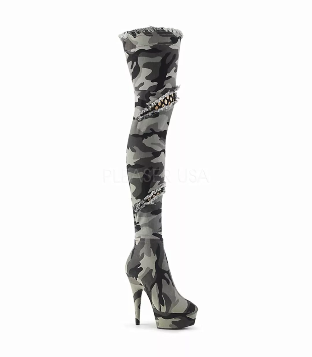 Plateau Overknee Stiefel DELIGHT-3005 - Camouflage (Schuhgröße: EUR 40) günstig online kaufen