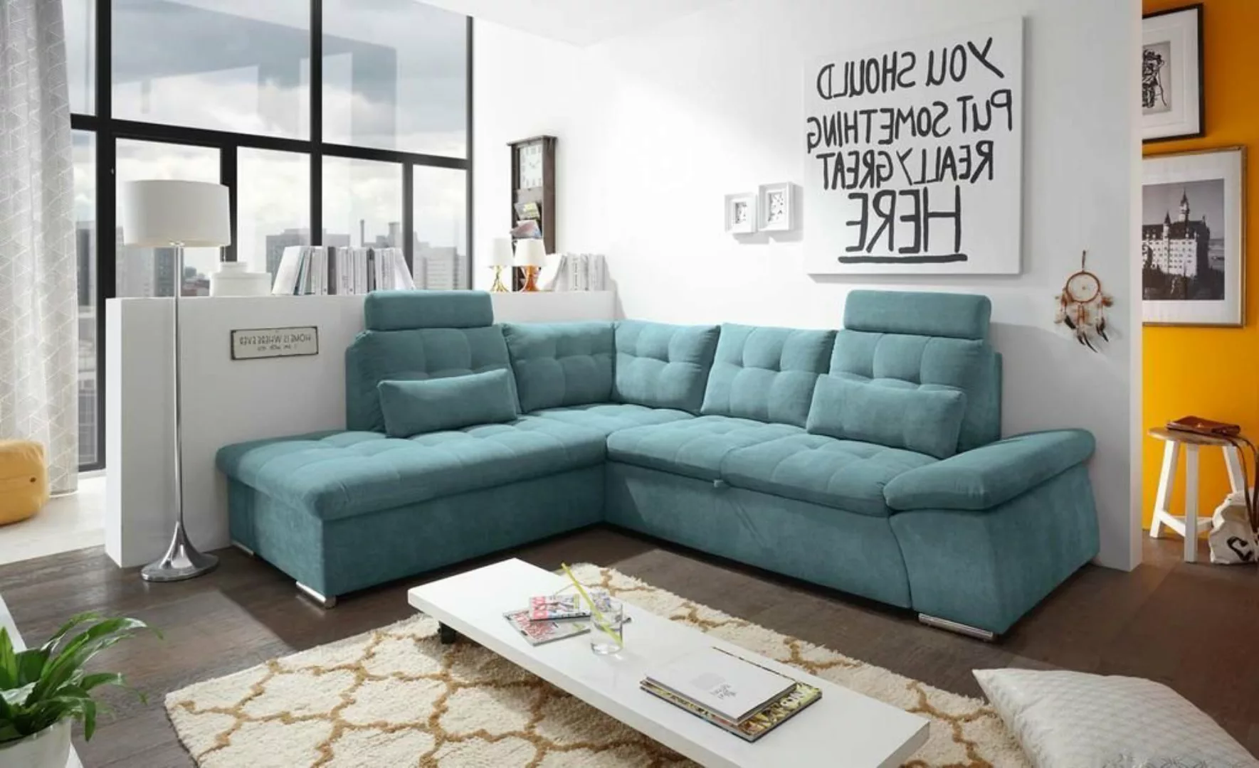 ED EXCITING DESIGN Ecksofa, Nalo Ecksofa 260x219 cm Couch Eckcouch Sofa Grü günstig online kaufen