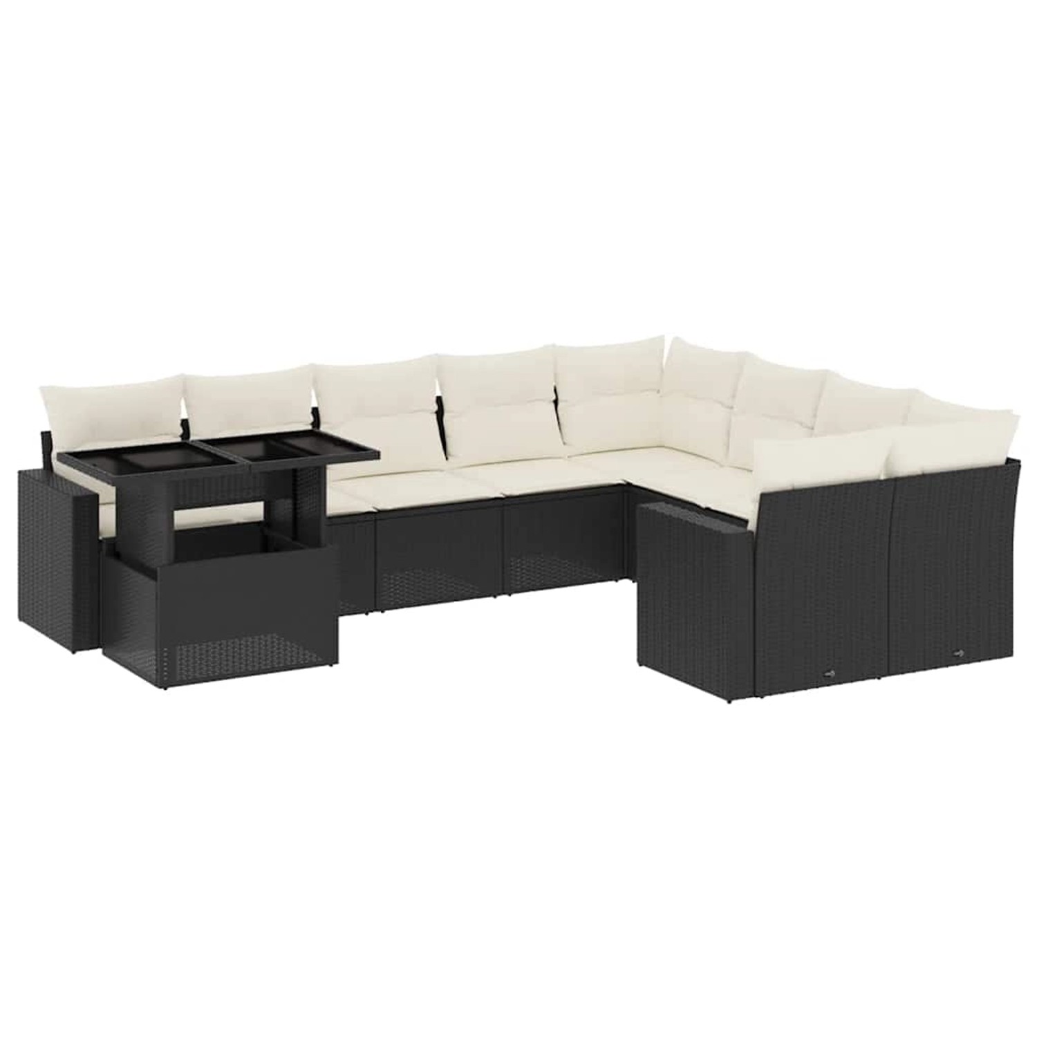 vidaXL 10-Tlg Garten-Sofagarnitur mit Kissen Schwarz Poly Rattan 3267506 günstig online kaufen