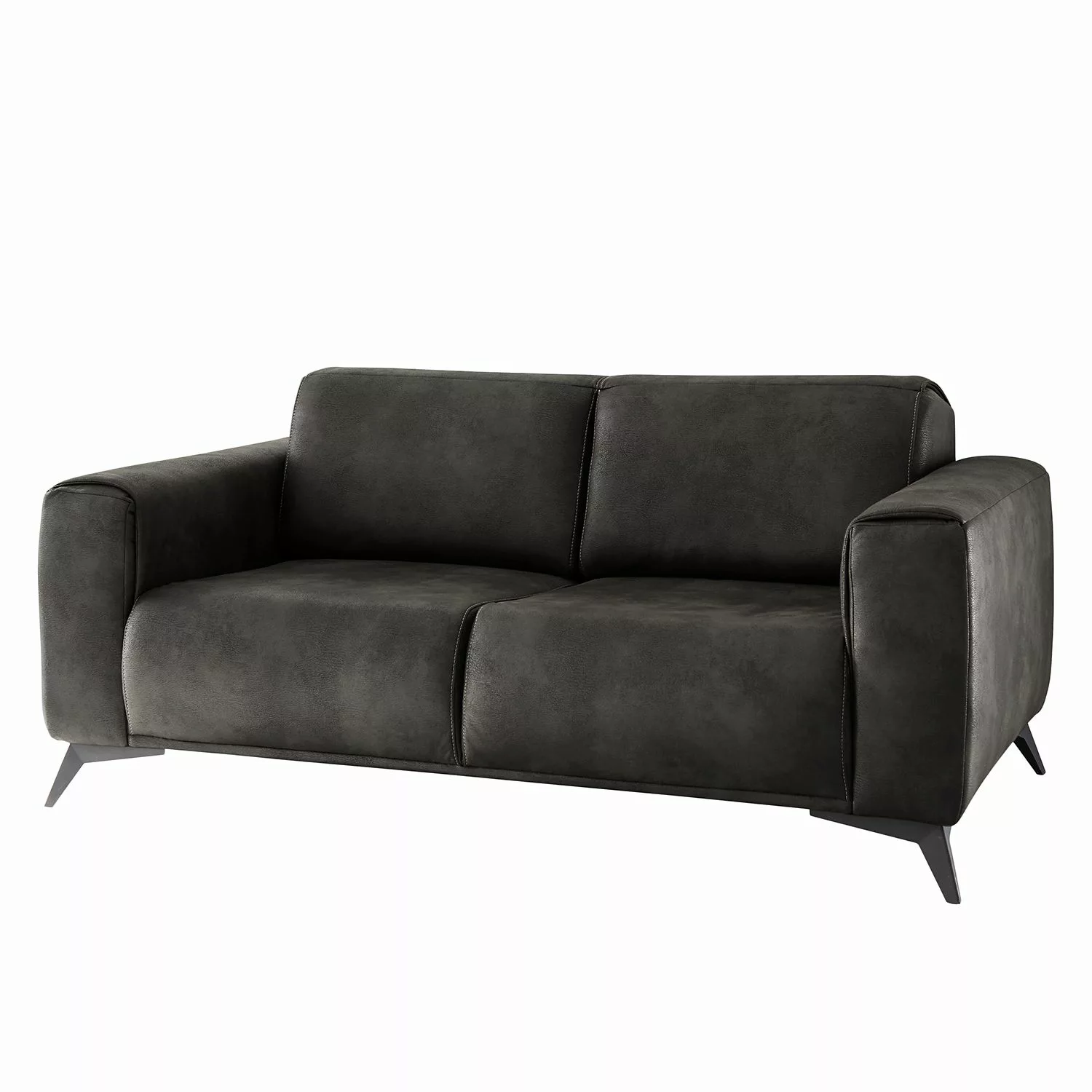 home24 Red Living Sofa Churchill 2,5-Sitzer Dunkelbraun Microfaser 185x82x9 günstig online kaufen