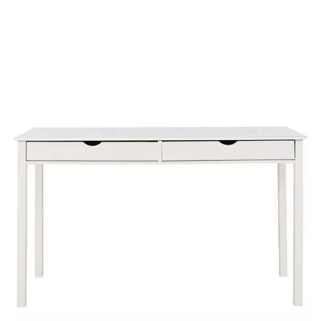 Schreibtisch aus Kiefer Massivholz Weiß lackiert zwei Schubladen günstig online kaufen
