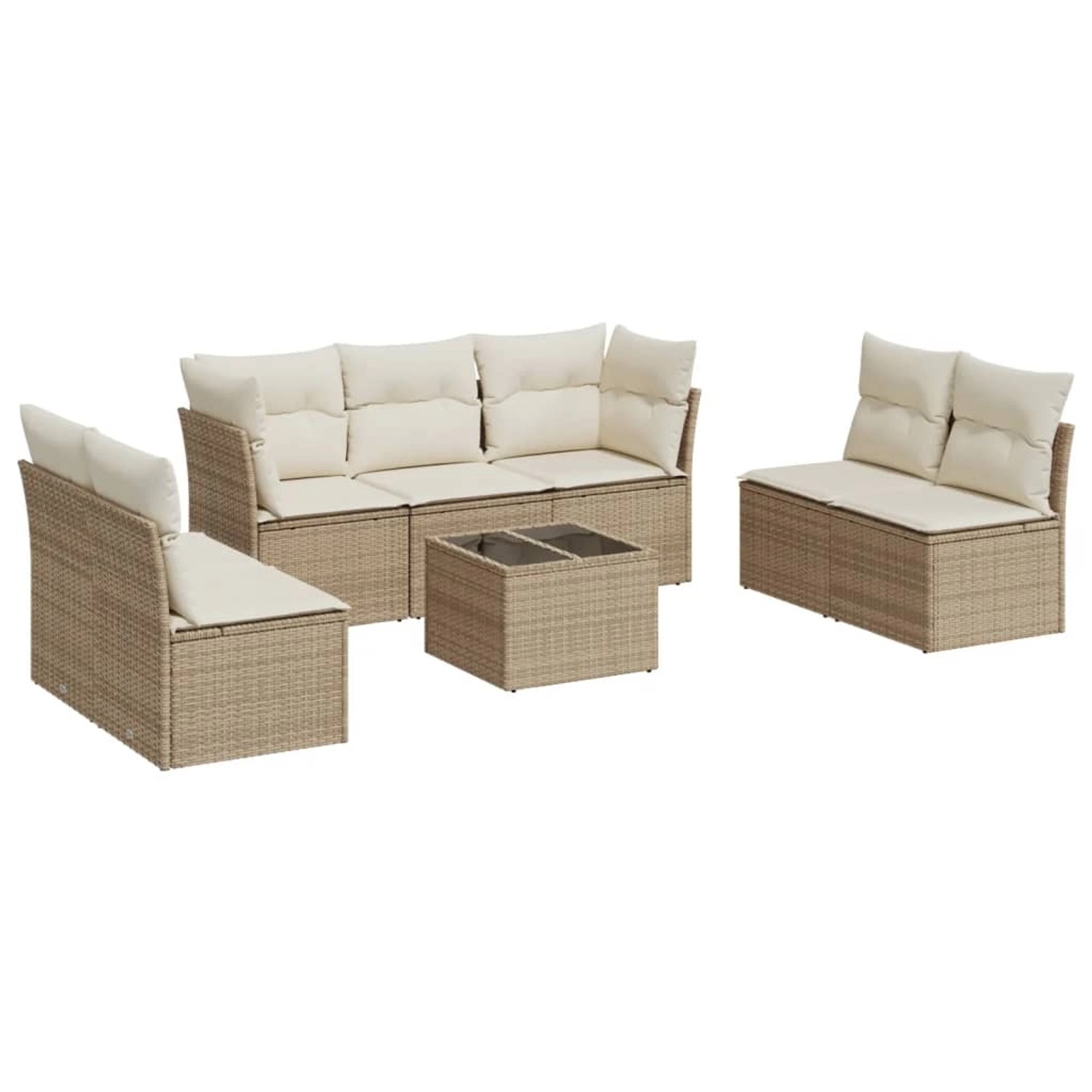 vidaXL 8-Tlg Garten-Sofagarnitur mit Kissen Beige Poly Rattan 3249257 günstig online kaufen