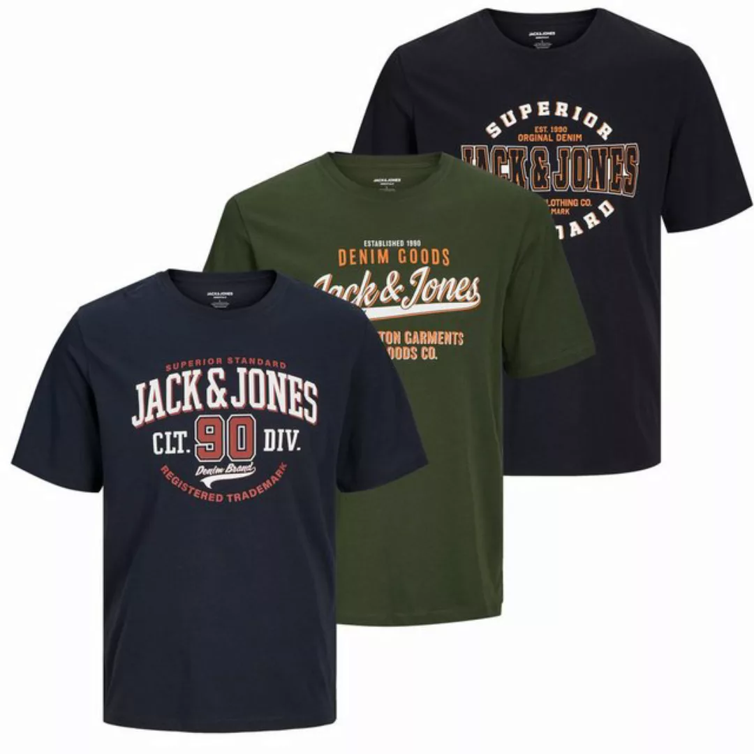 Jack & Jones T-Shirt (3-tlg) tolle Designs im 3er Pack günstig online kaufen