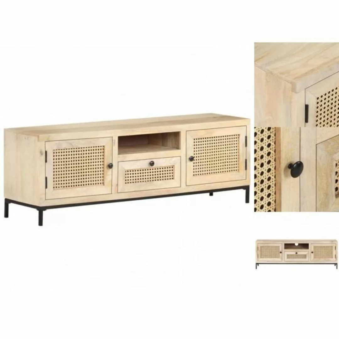 vidaXL TV-Schrank TV-Schrank 120x30x40 cm Mango Massivholz und Rohrgeflecht günstig online kaufen