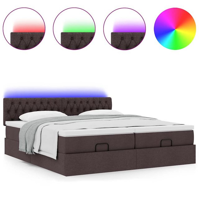 vidaXL Bett Ottoman-Bett mit Matratzen & LEDs Dunkelbraun 180x200 cm Stoff günstig online kaufen