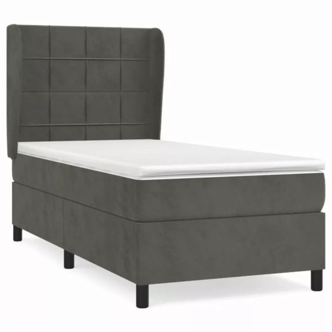 vidaXL Bettgestell Boxspringbett mit Matratze Dunkelgrau 90x200 cm Samt Bet günstig online kaufen