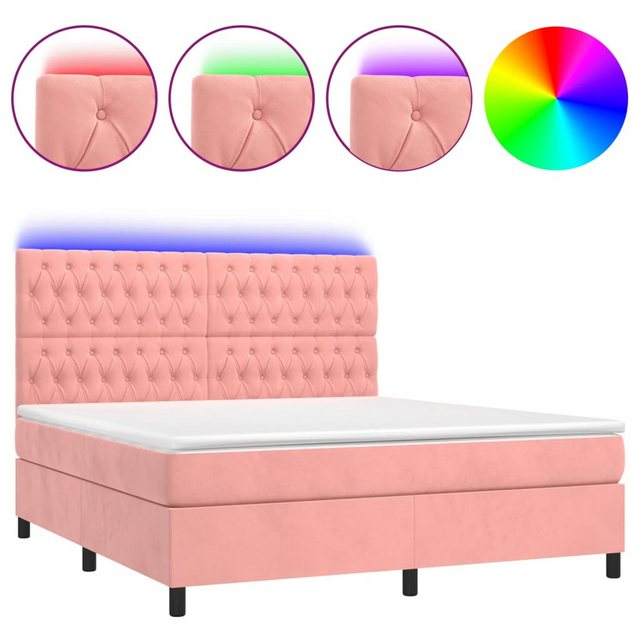 vidaXL Boxspringbett Boxspringbett mit Matratze & LED Samt (160 x 200 cm, R günstig online kaufen