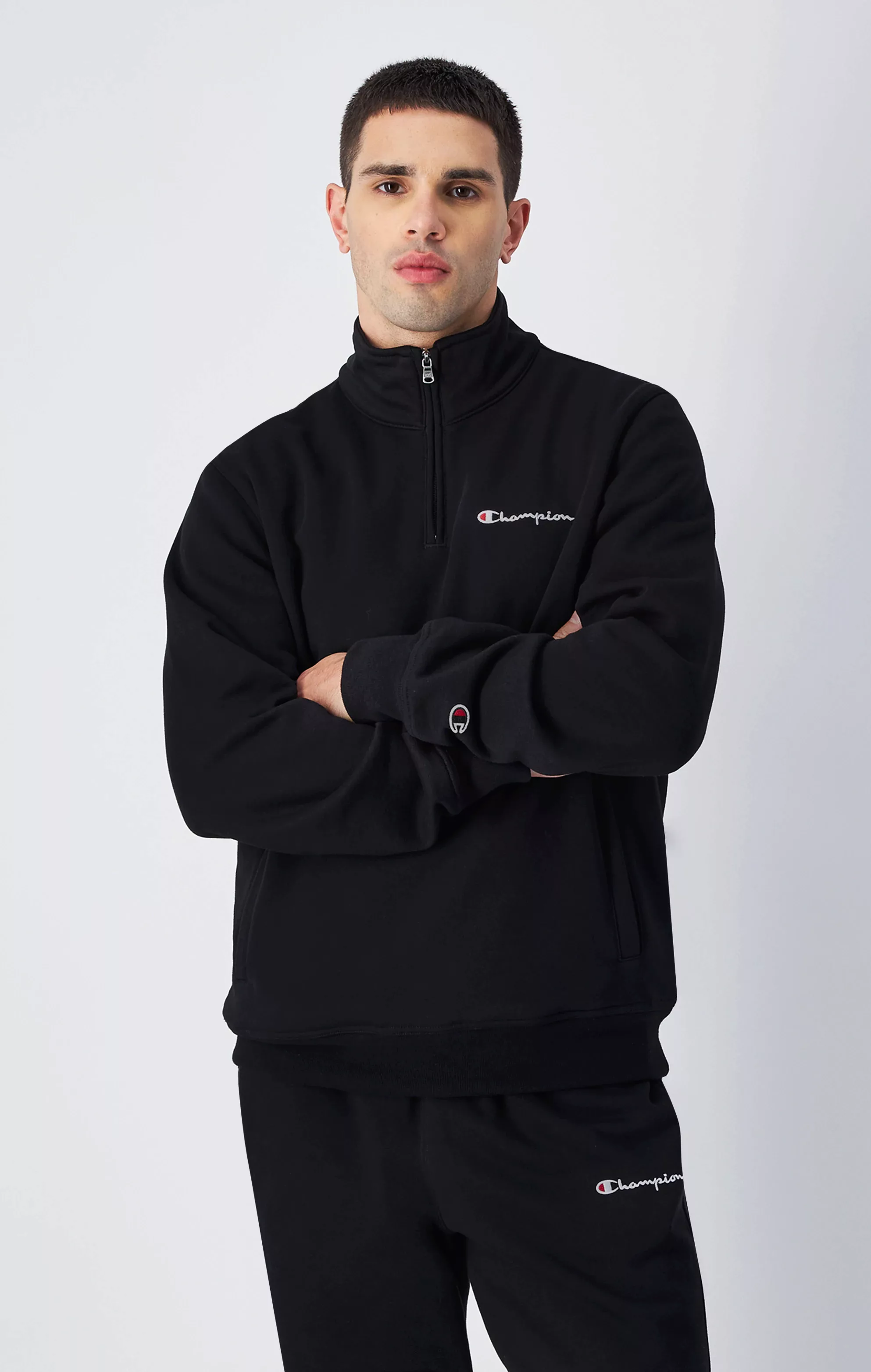 Champion Sweatshirt Half Zip Sweatshirt mit Logo - Schwarz günstig online kaufen